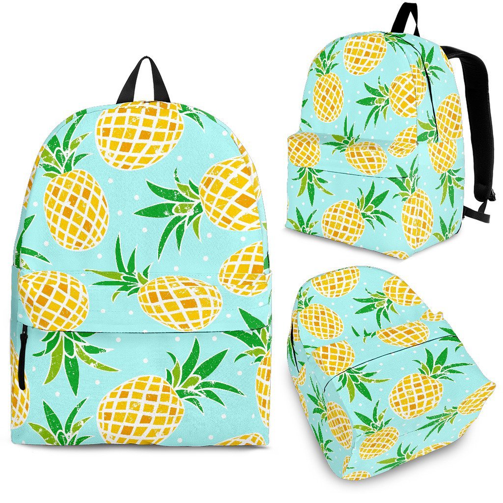 Polkadot Sky Blue Pineapple Pattern Backpack-grizzshop