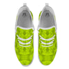 Polygonal Geometric Lime Green Print White Athletic Shoes-grizzshop