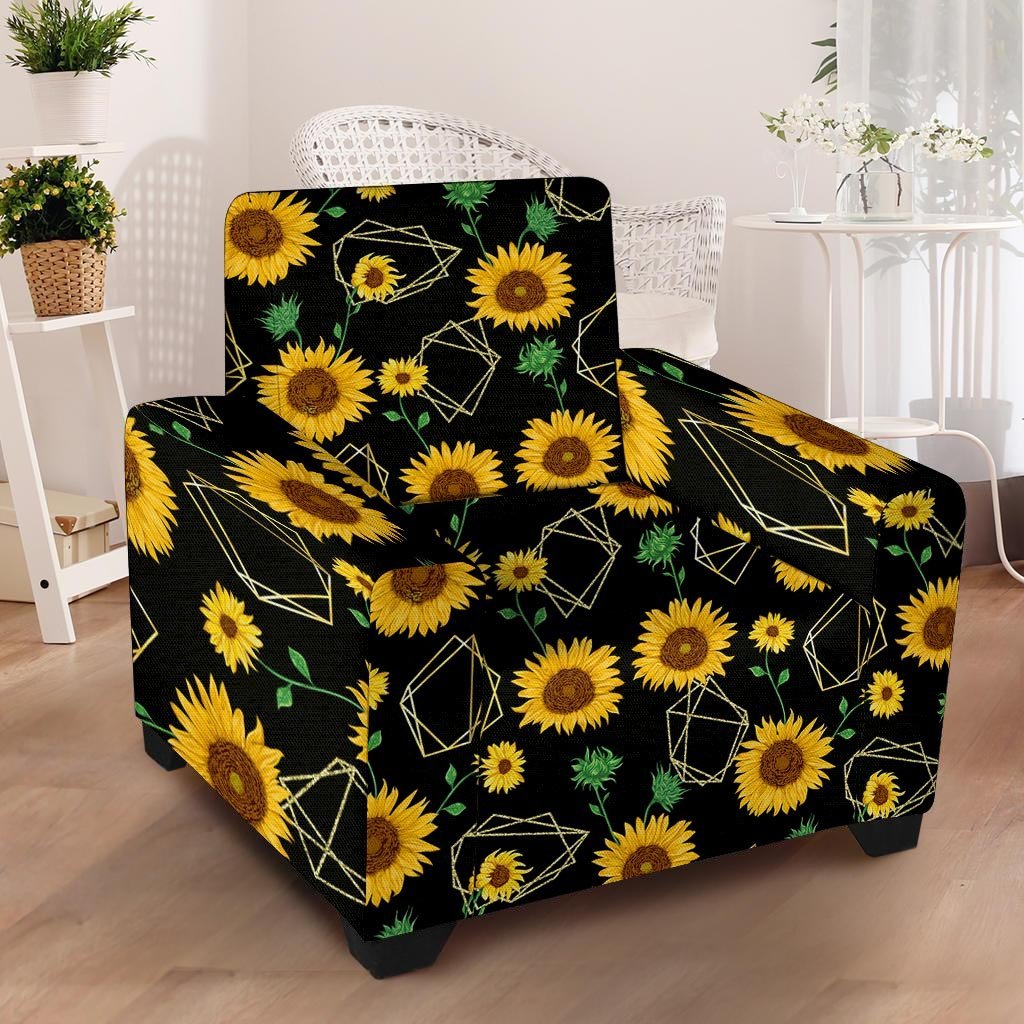 Polygonal Sunflower Armchair Cover-grizzshop