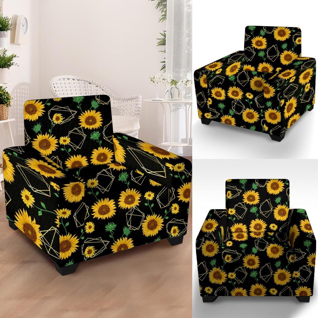 Polygonal Sunflower Armchair Cover-grizzshop