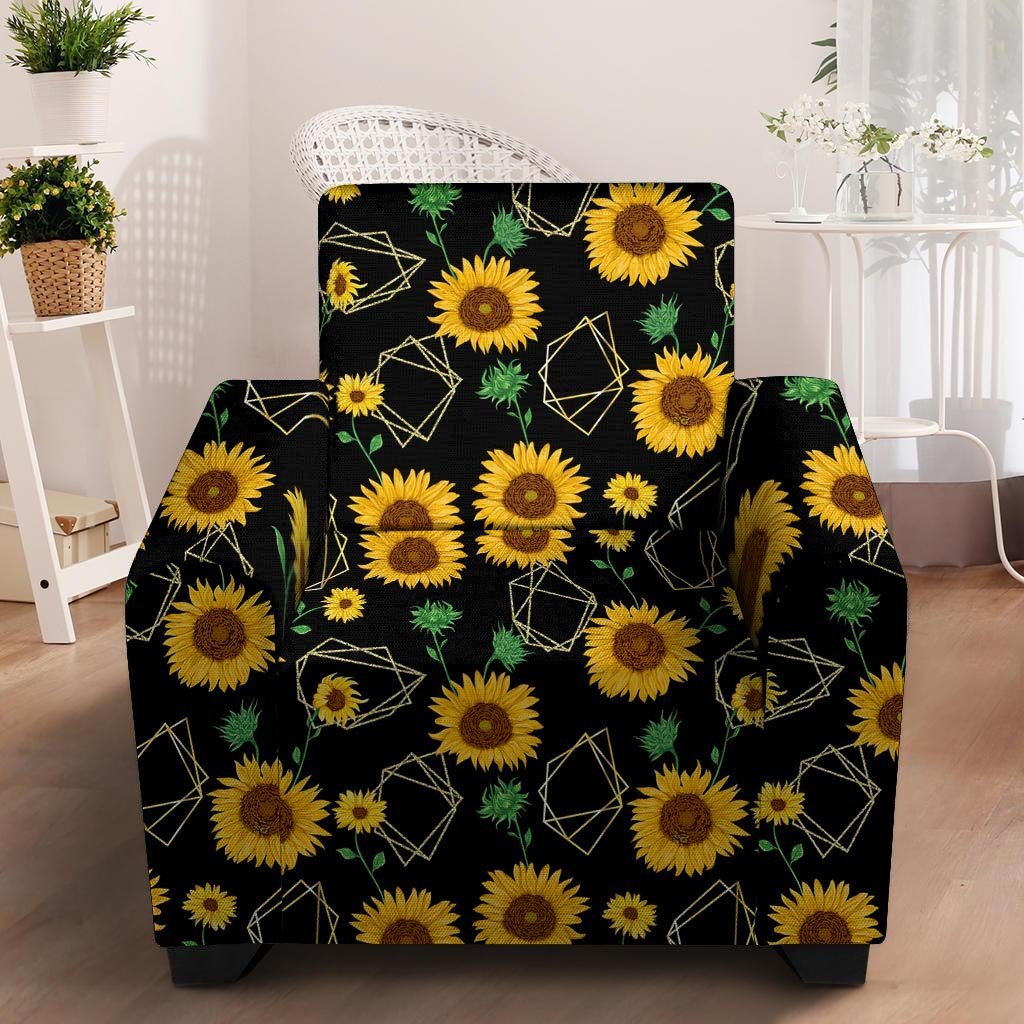 Polygonal Sunflower Armchair Cover-grizzshop