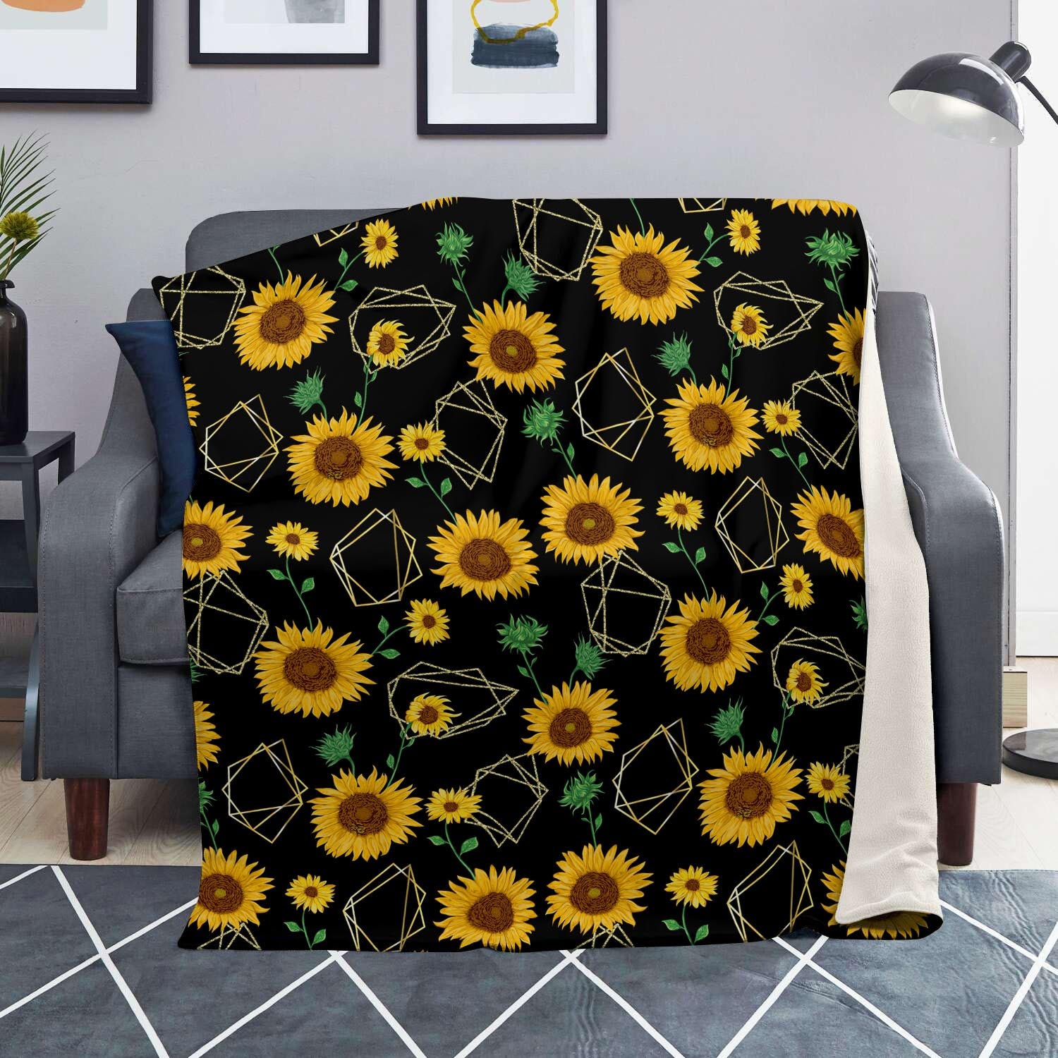 Polygonal Sunflower Blanket-grizzshop