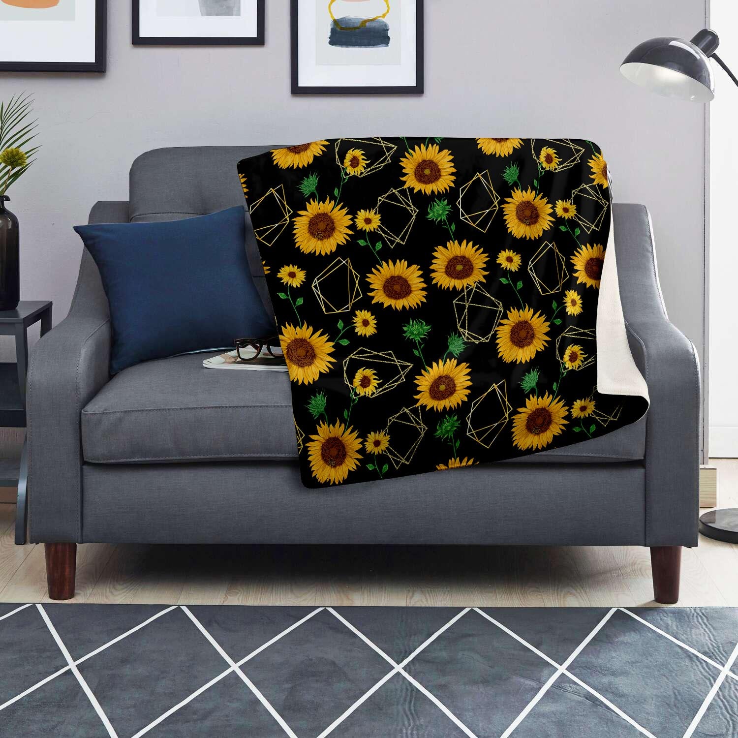 Polygonal Sunflower Blanket-grizzshop