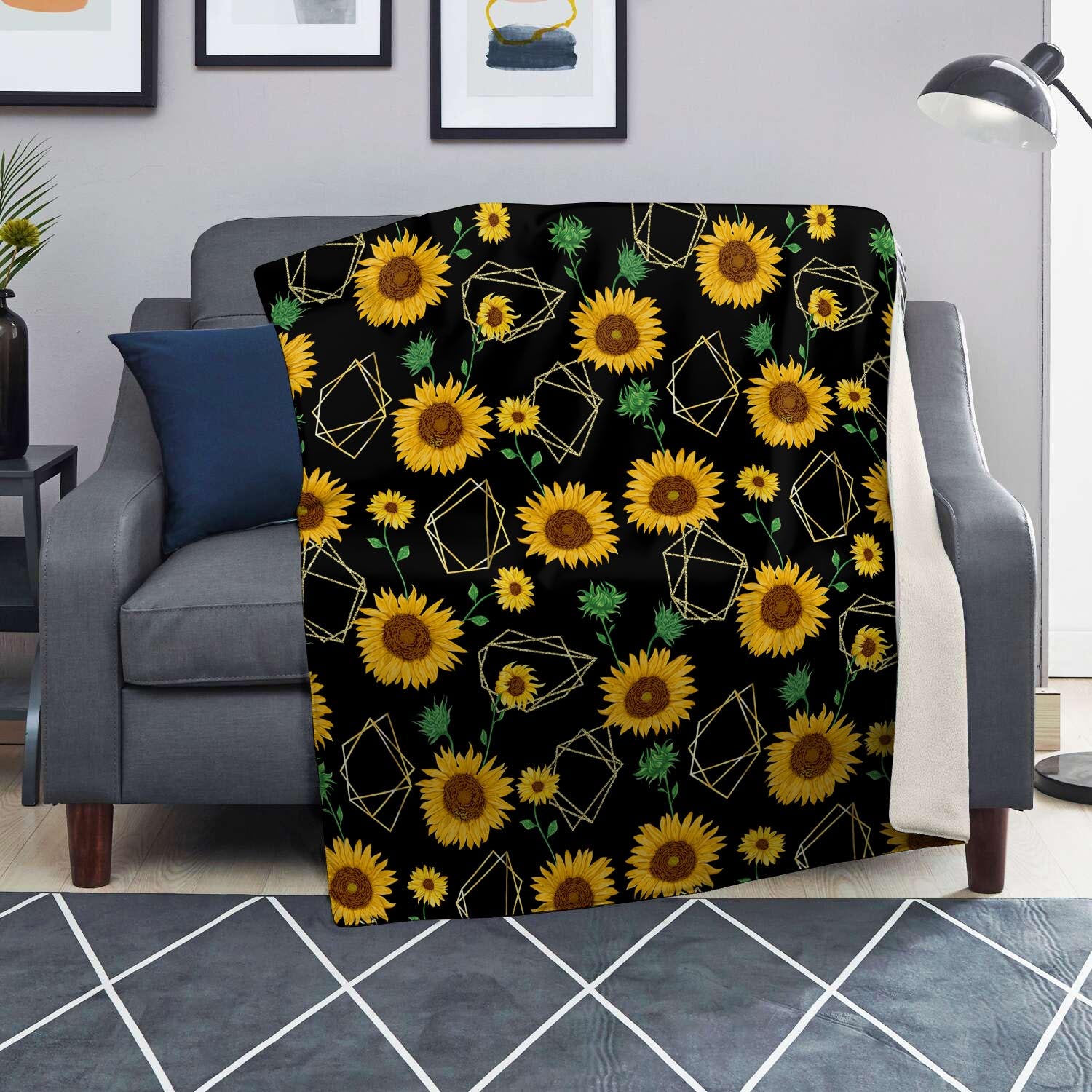 Polygonal Sunflower Blanket-grizzshop