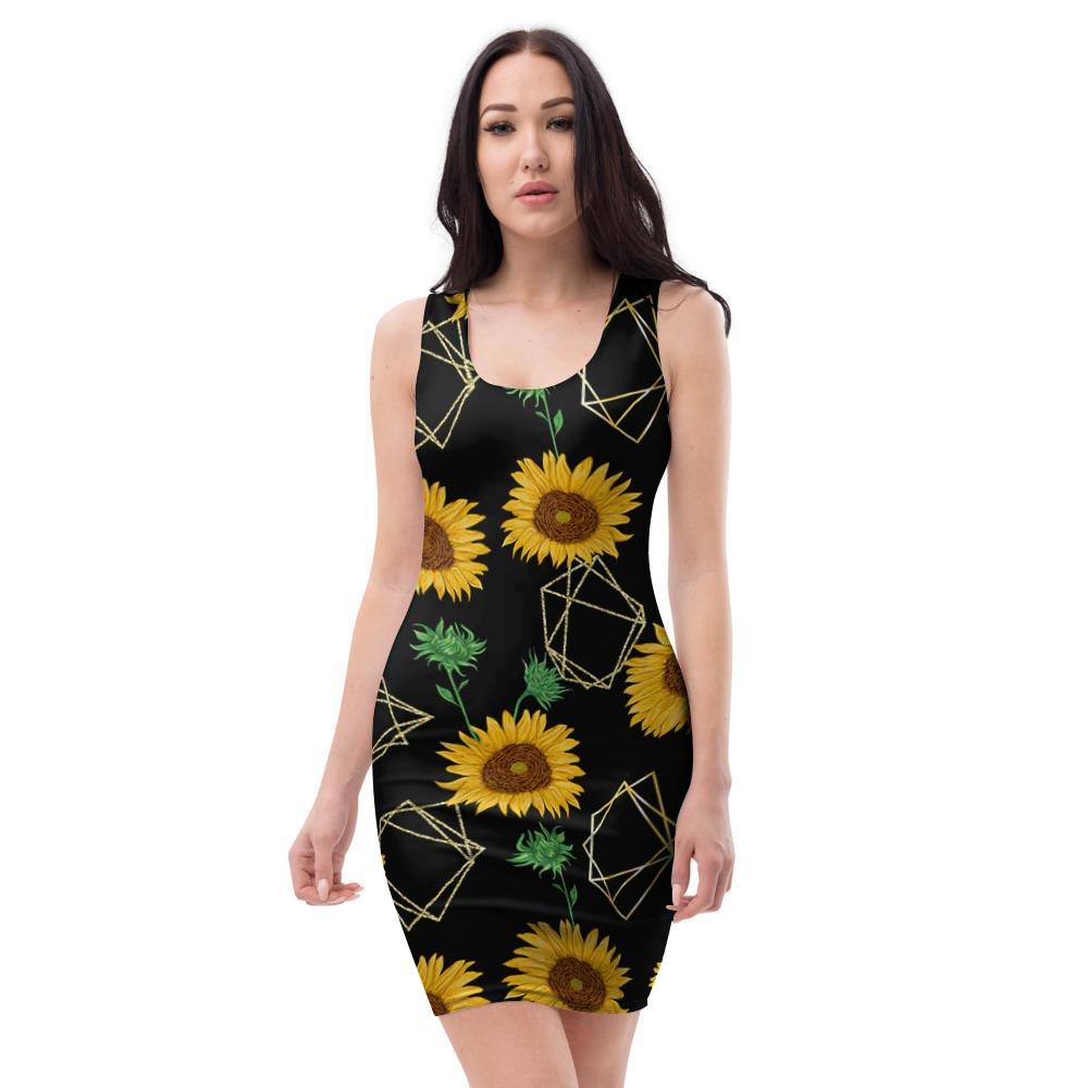 Polygonal Sunflower Bodycon Dress-grizzshop