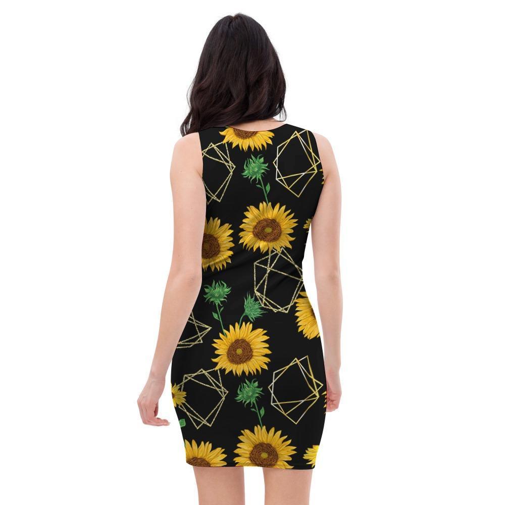 Polygonal Sunflower Bodycon Dress-grizzshop