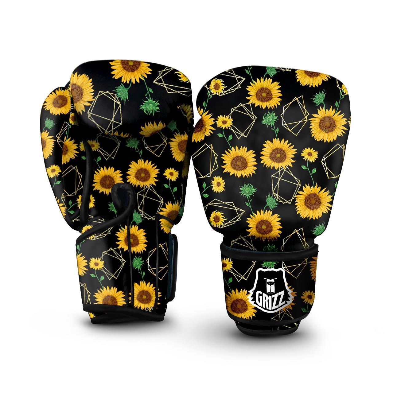 Polygonal Sunflower Boxing Gloves-grizzshop