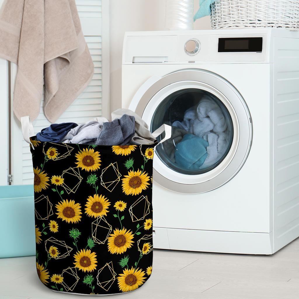 Polygonal Sunflower Laundry Basket-grizzshop