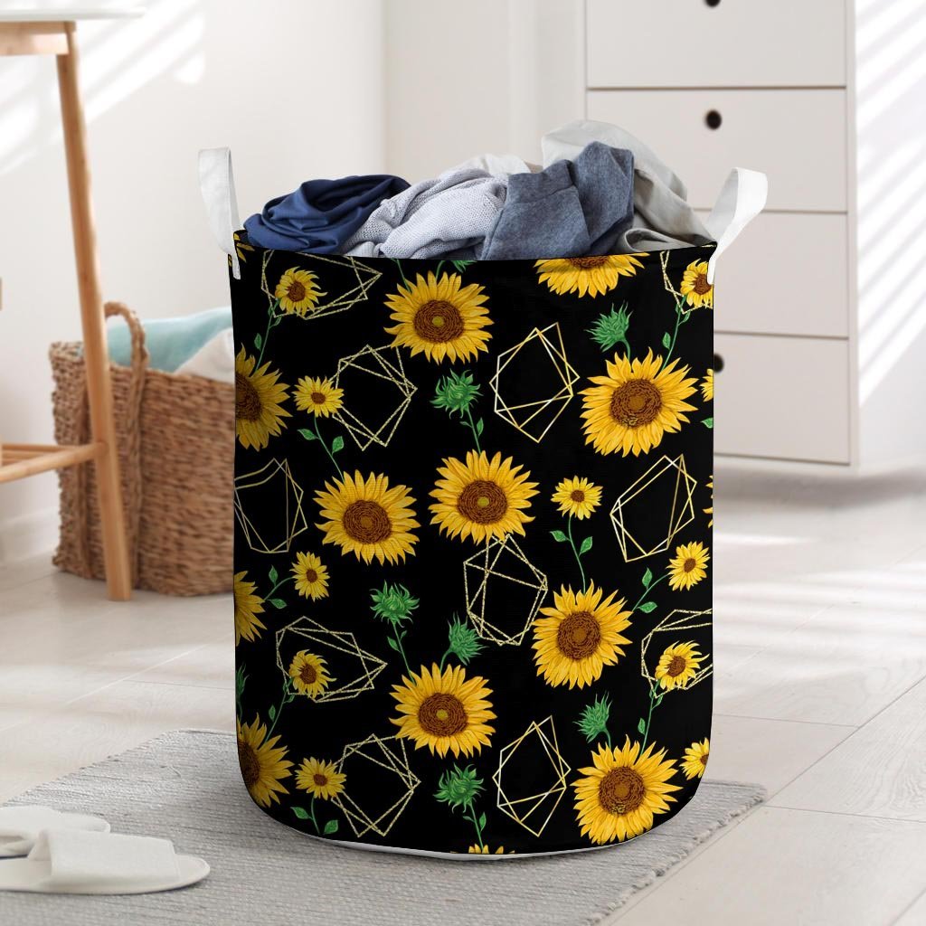 Polygonal Sunflower Laundry Basket-grizzshop