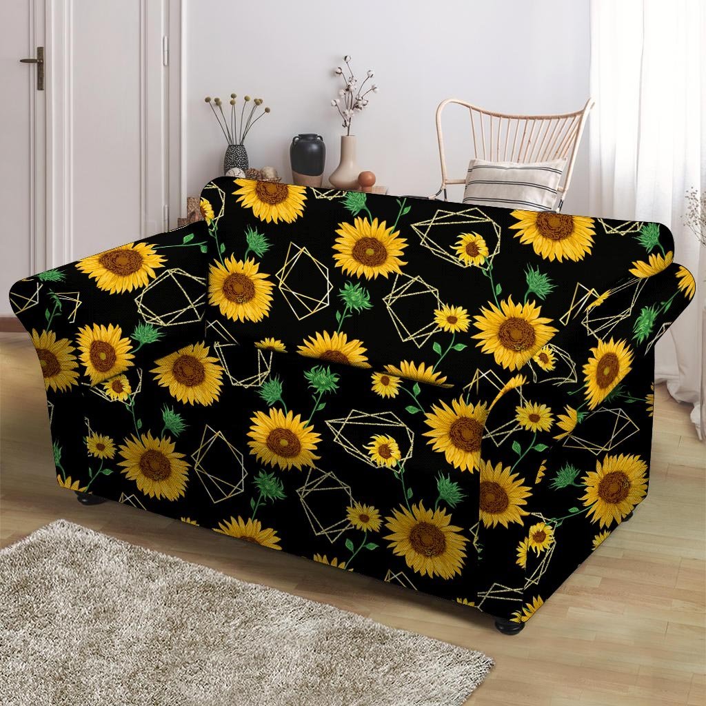 Polygonal Sunflower Loveseat Cover-grizzshop