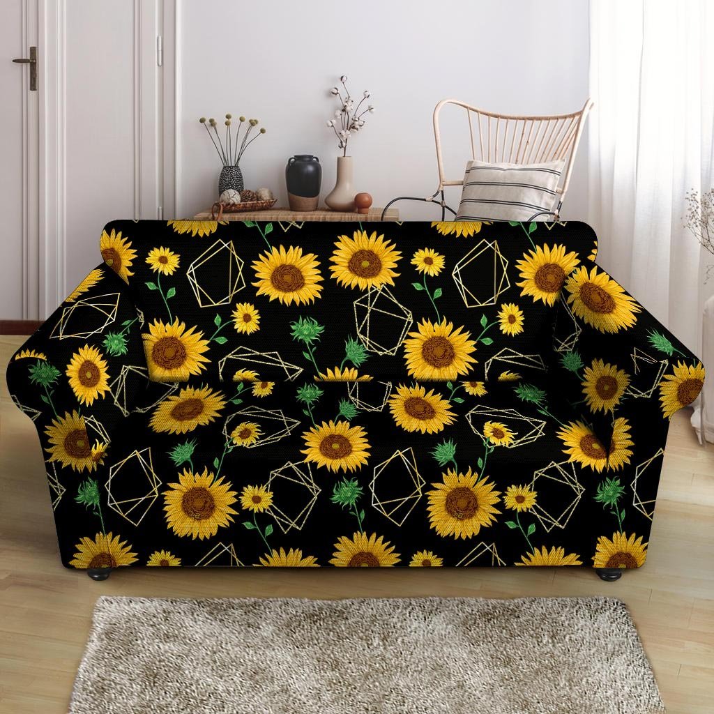 Polygonal Sunflower Loveseat Cover-grizzshop