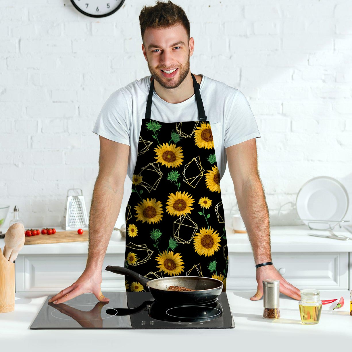 Polygonal Sunflower Men's Apron-grizzshop