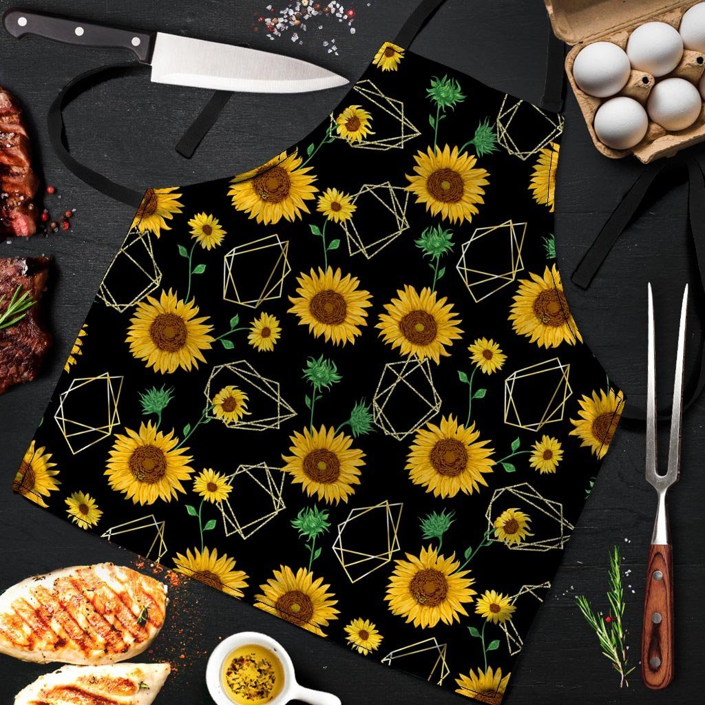 Polygonal Sunflower Men's Apron-grizzshop