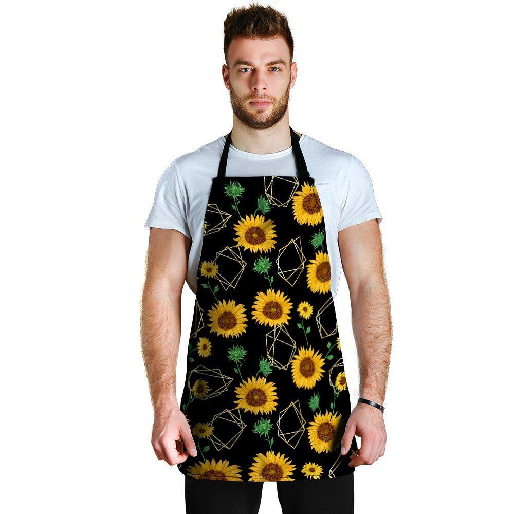 Polygonal Sunflower Men's Apron-grizzshop