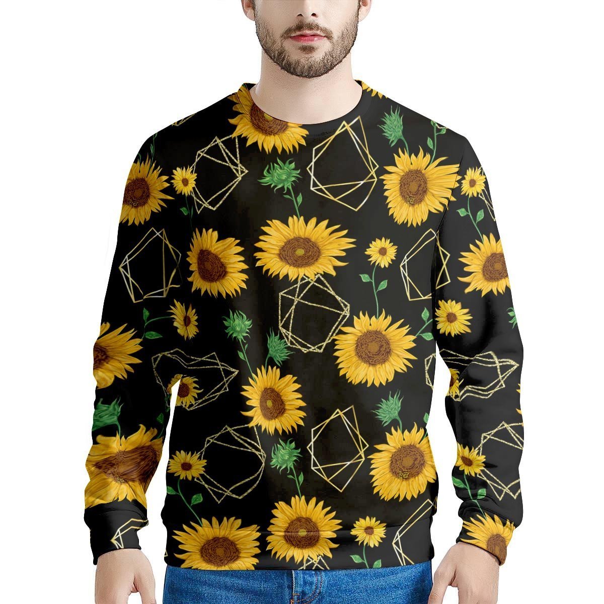 Polygonal Sunflower Men's Sweatshirt-grizzshop