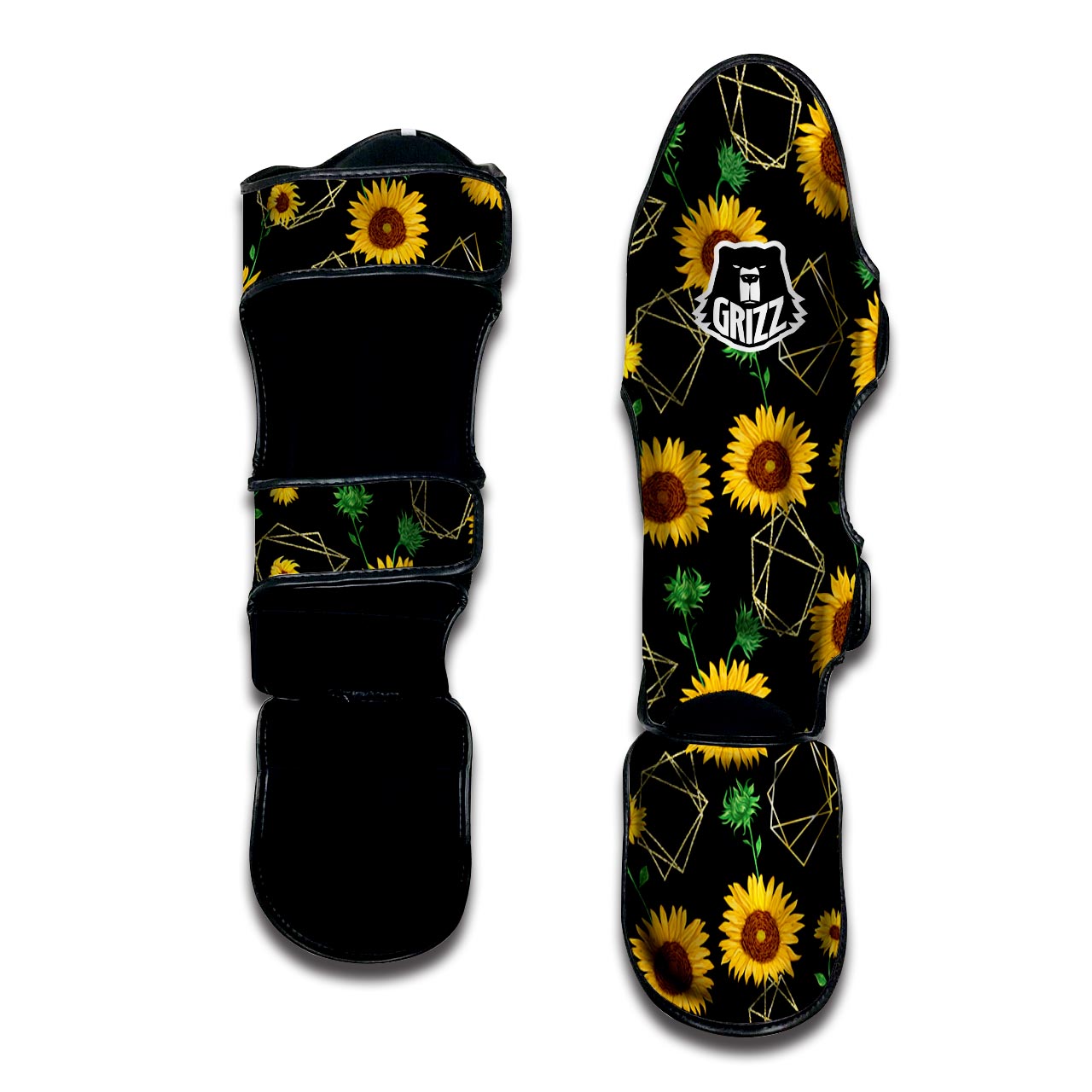 Polygonal Sunflower Muay Thai Shin Guard-grizzshop