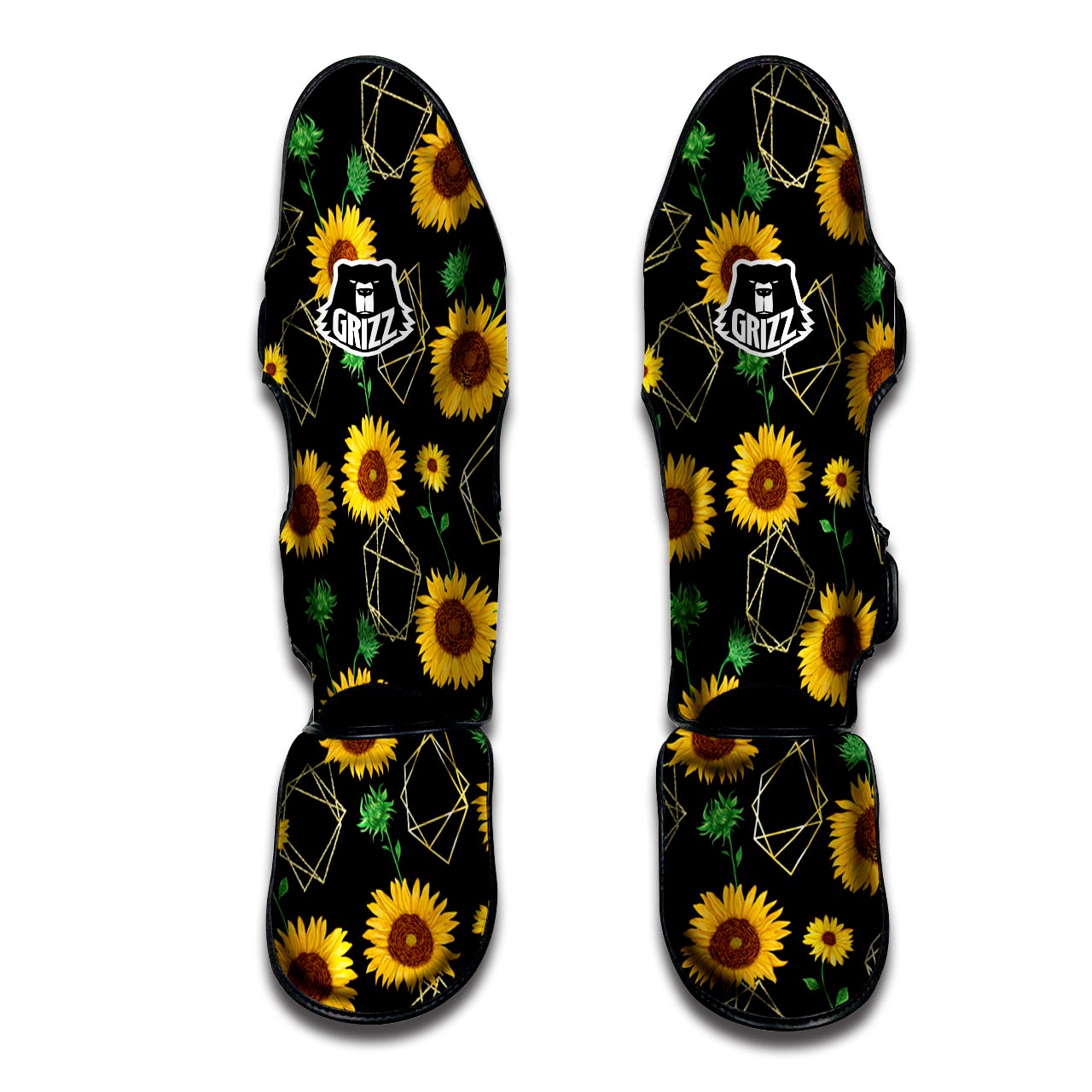 Polygonal Sunflower Muay Thai Shin Guard-grizzshop