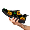 Polygonal Sunflower Print Pattern Black Sneaker-grizzshop