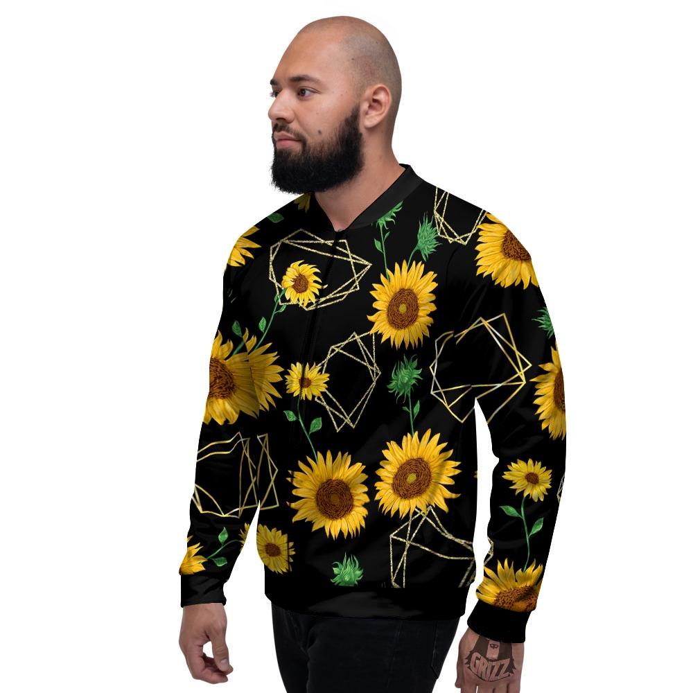 Polygonal Sunflower Print Pattern Men's Bomber Jacket-grizzshop