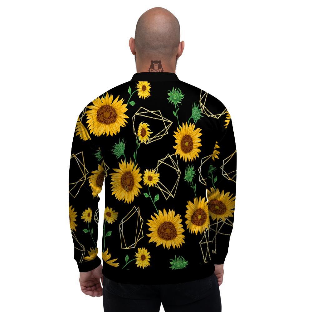 Polygonal Sunflower Print Pattern Men's Bomber Jacket-grizzshop