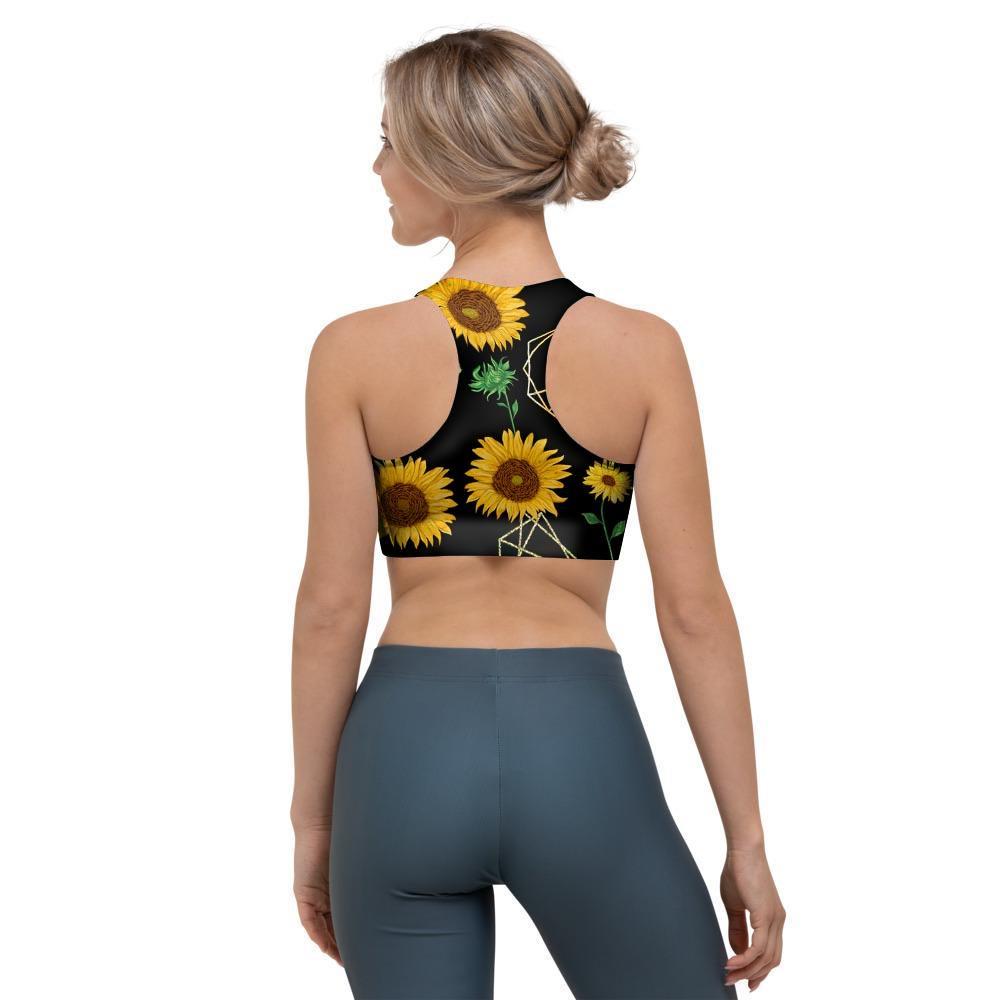 Polygonal Sunflower Sports Bra-grizzshop