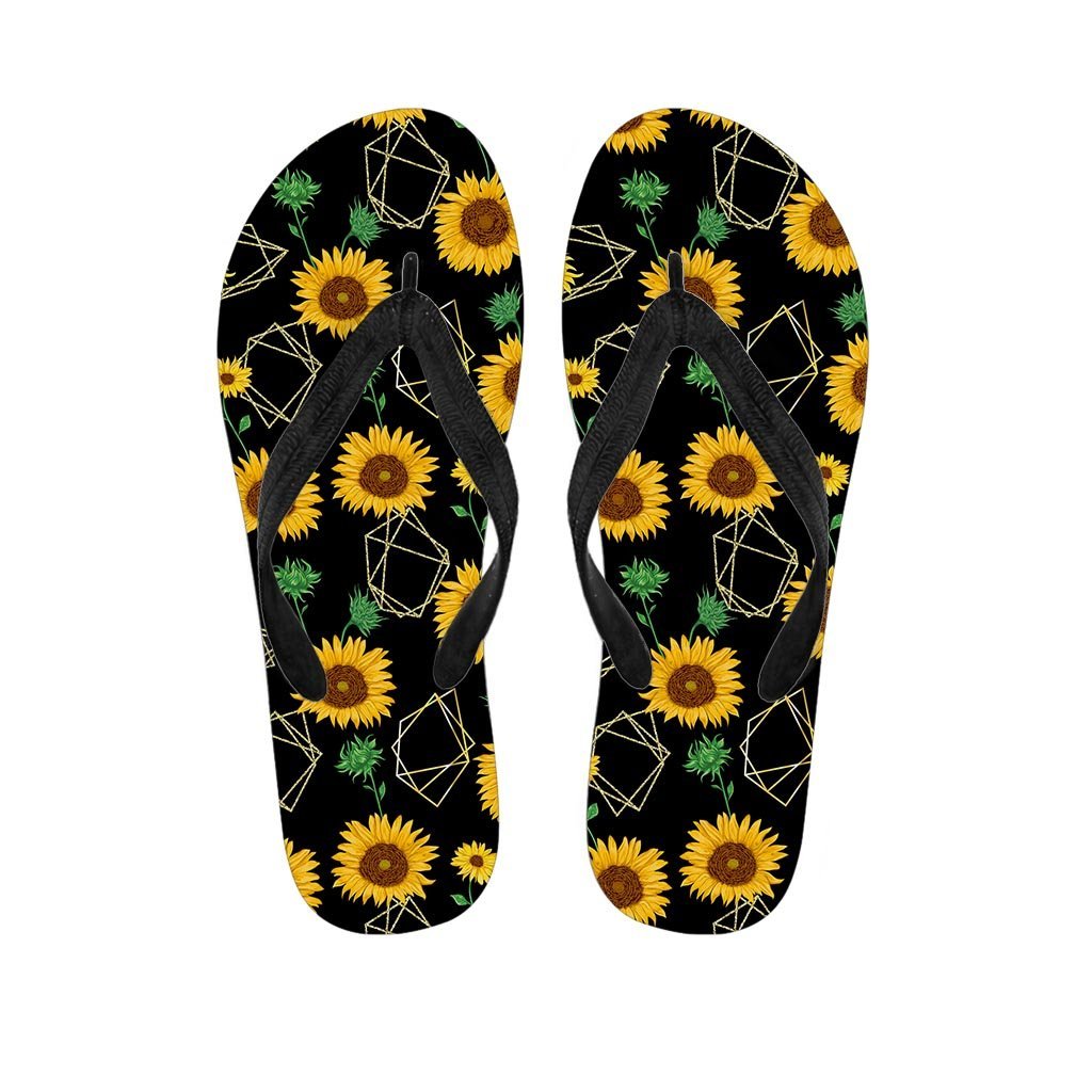 Polygonal Sunflower Women's Flip Flops-grizzshop