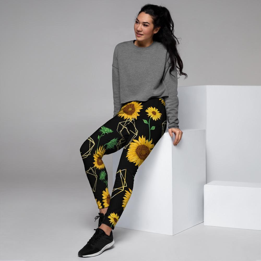 Polygonal Sunflower Women's Joggers-grizzshop