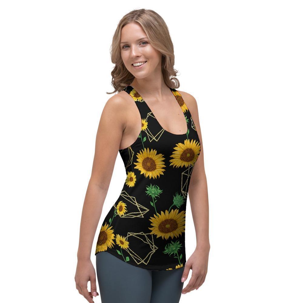 Polygonal Sunflower Women's Racerback Tank Top-grizzshop