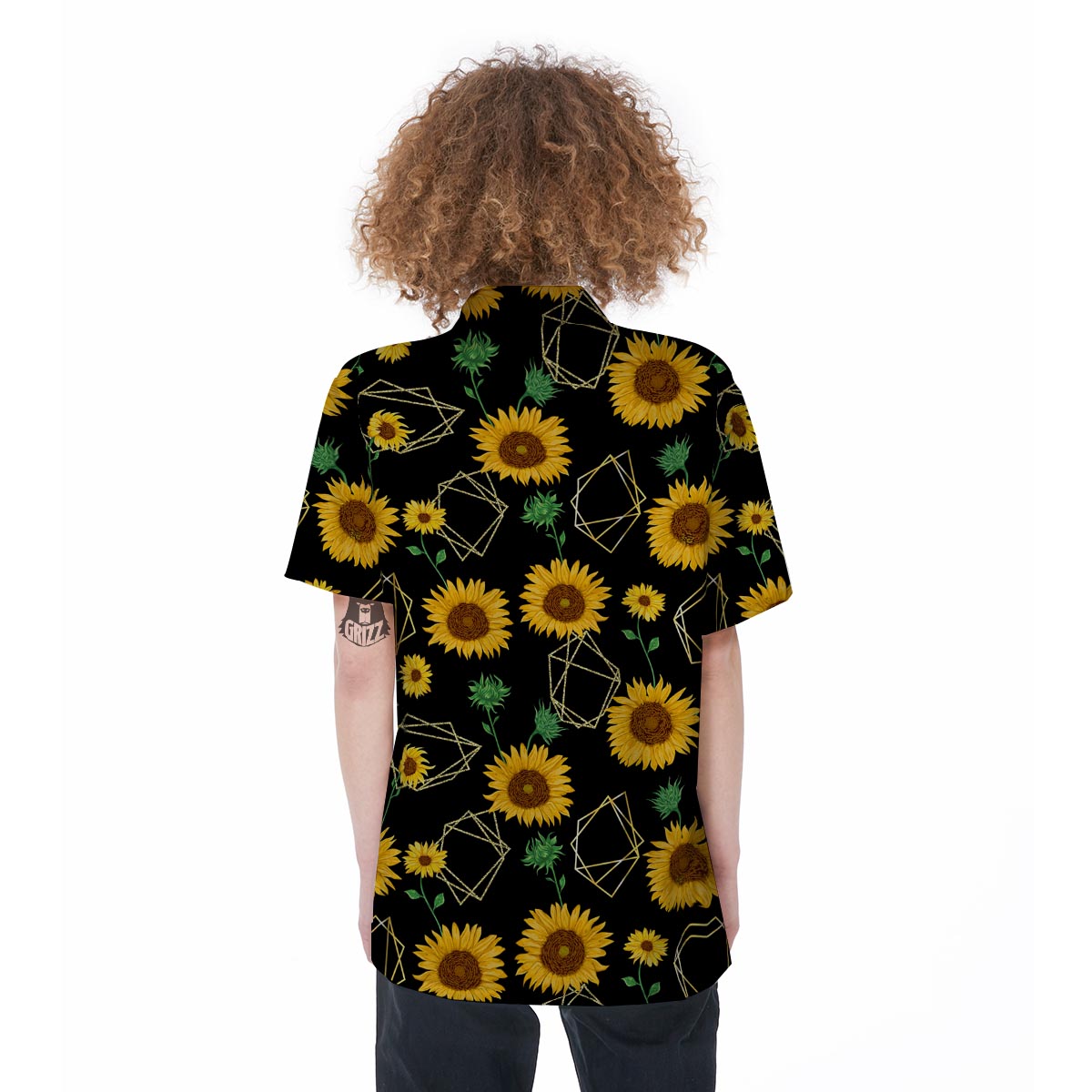 Polygonal Sunflower Women's Short Sleeve Shirts-grizzshop