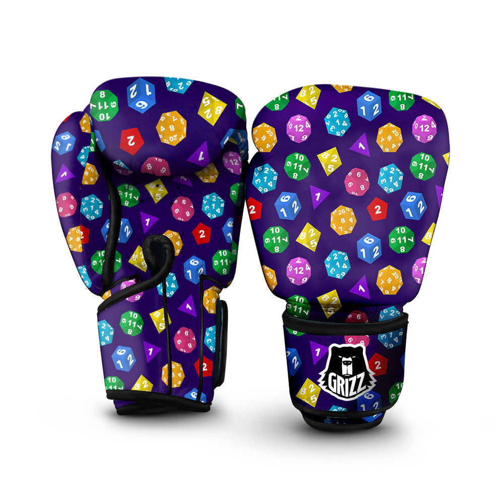 Polyhedron Dice Colorful Print Pattern Boxing Gloves-grizzshop