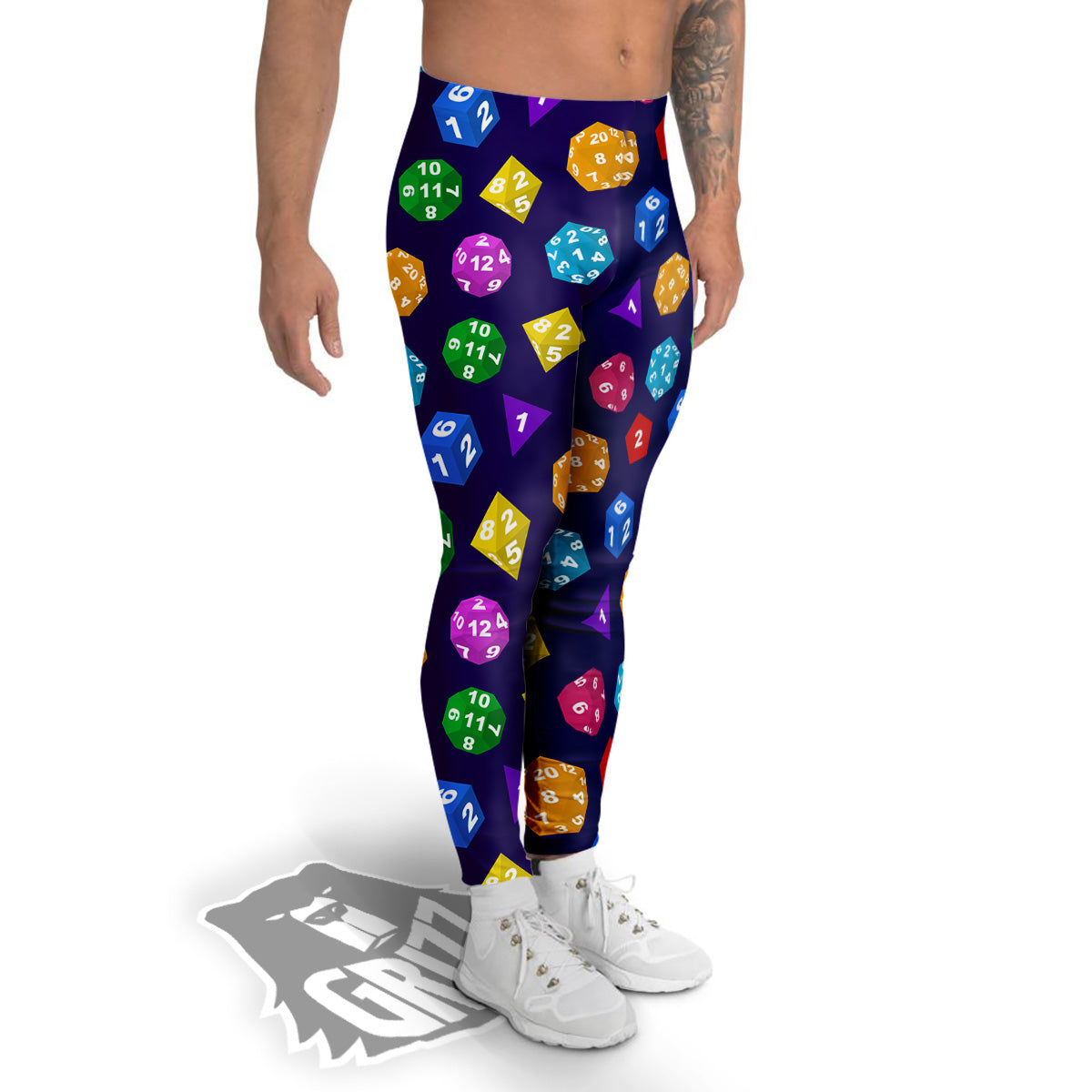 Polyhedron Dice Colorful Print Pattern Men's Leggings-grizzshop