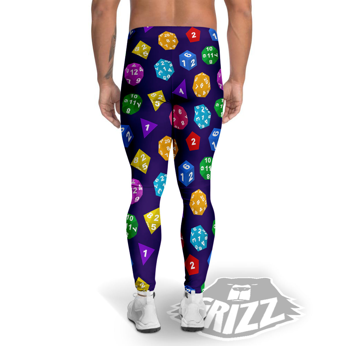 Polyhedron Dice Colorful Print Pattern Men's Leggings-grizzshop