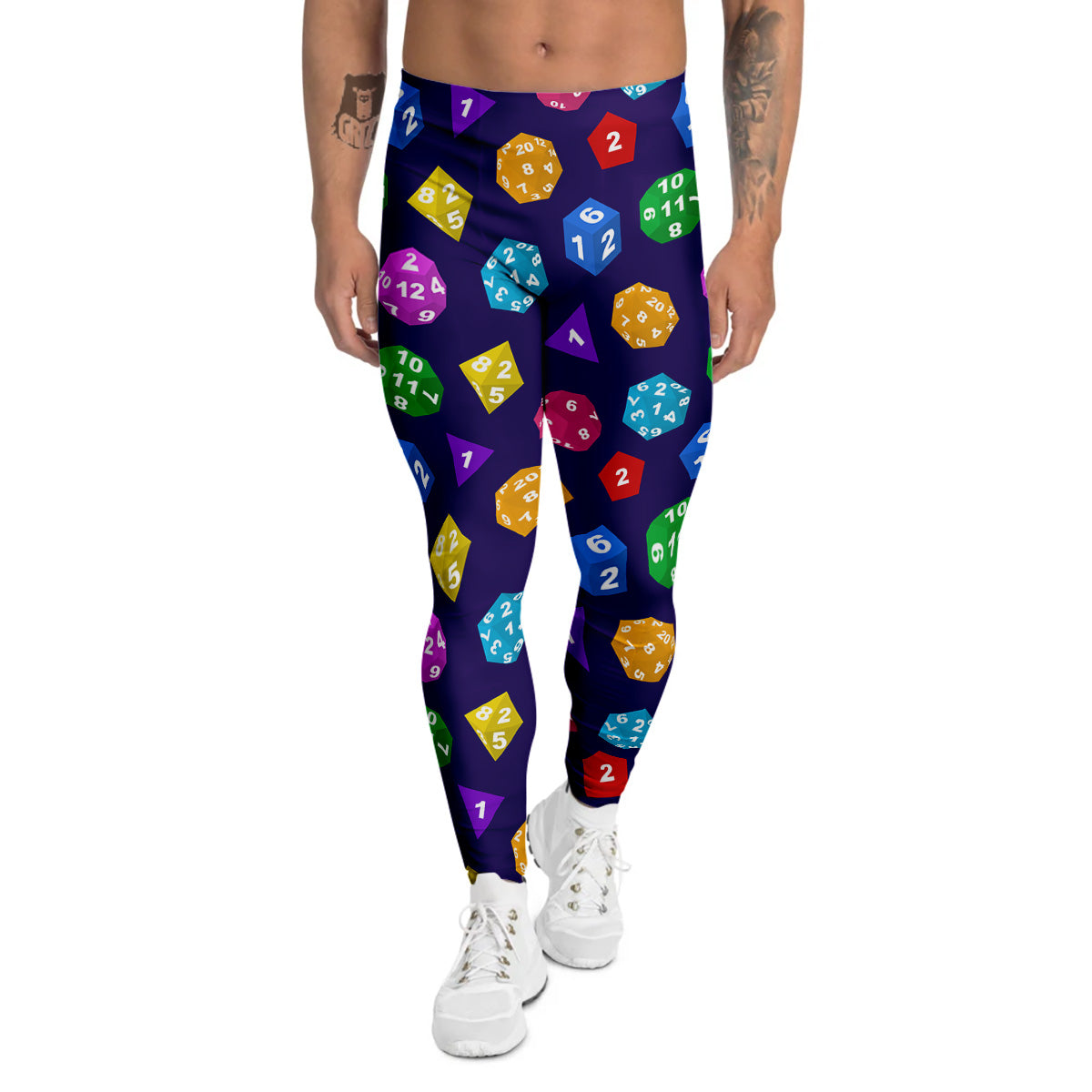 Polyhedron Dice Colorful Print Pattern Men's Leggings-grizzshop