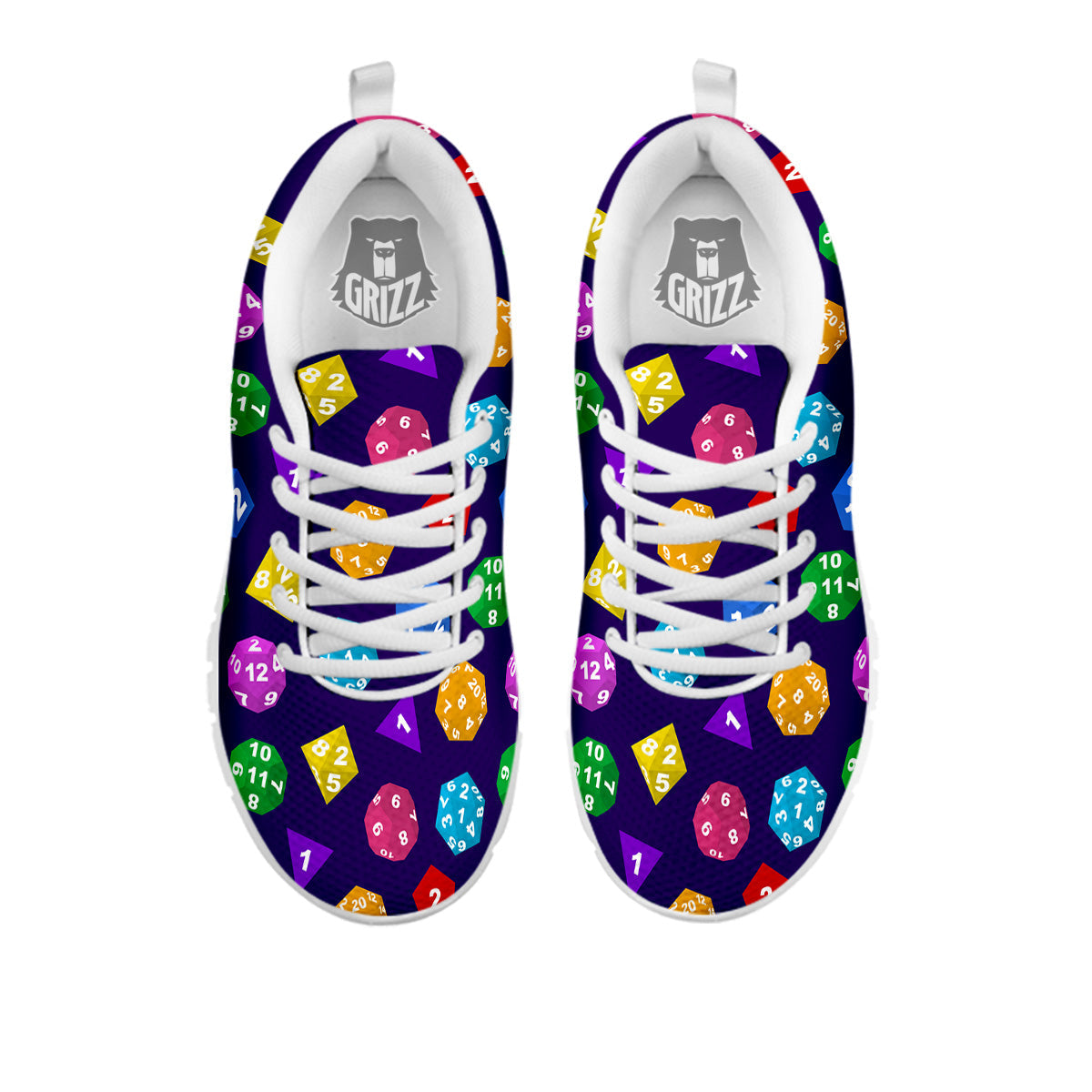 Polyhedron Dice Colorful Print Pattern White Sneaker-grizzshop