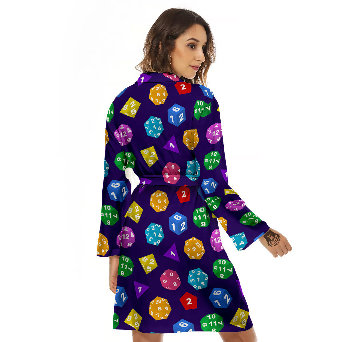 Polyhedron Dice Colorful Print Pattern Women's Robe-grizzshop