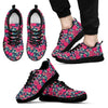 Pomegranate Floral Pattern Print Black Sneaker Shoes For Men Women-grizzshop