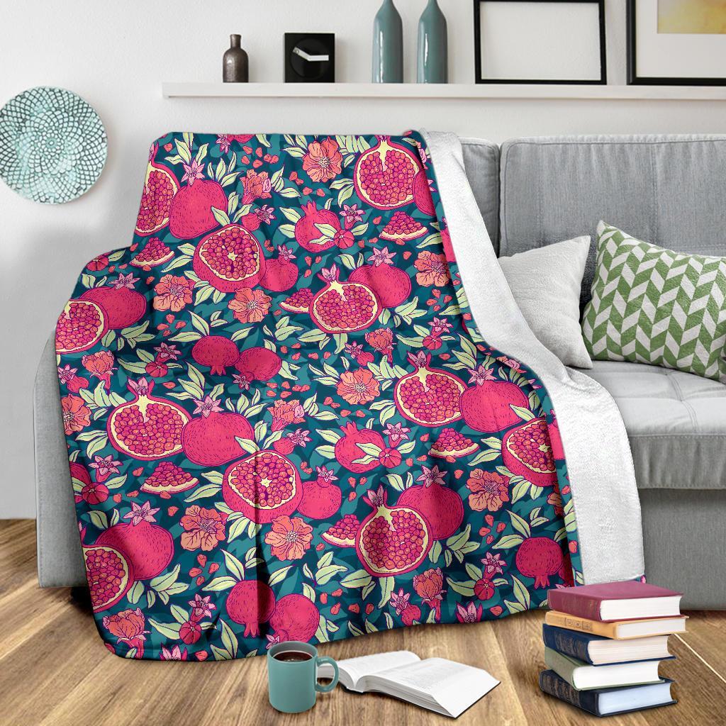 Pomegranate Floral Pattern Print Blanket-grizzshop