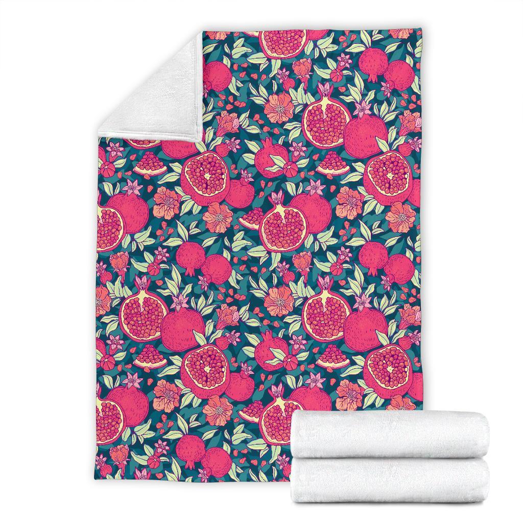 Pomegranate Floral Pattern Print Blanket-grizzshop