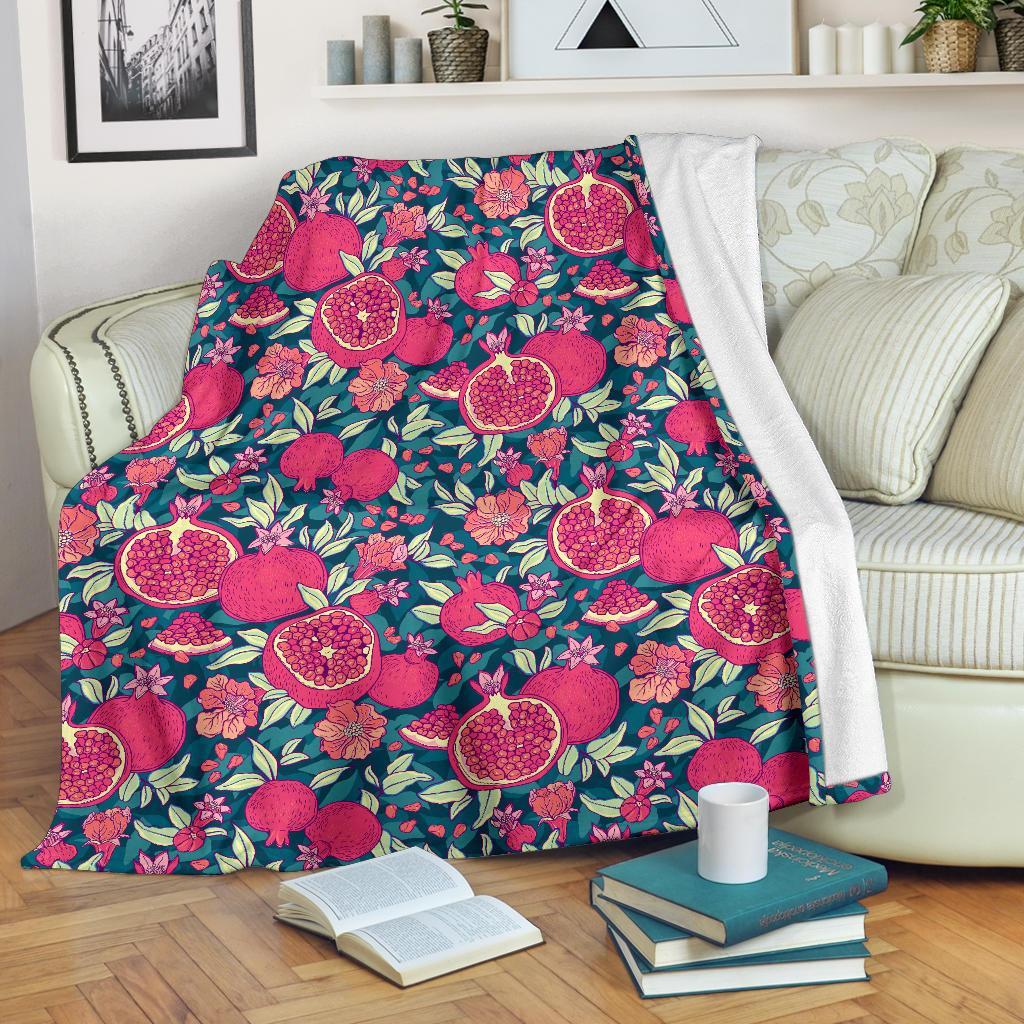 Pomegranate Floral Pattern Print Blanket-grizzshop