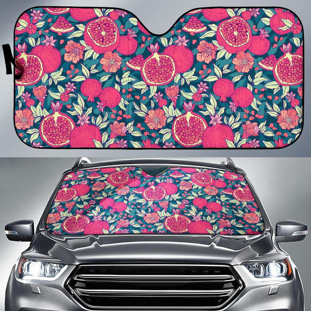 Pomegranate Floral Pattern Print Car Sun Shade-grizzshop