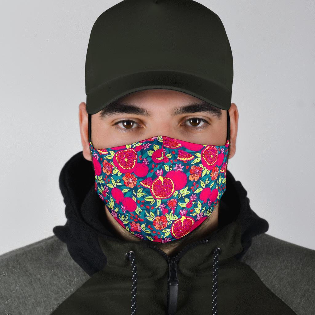 Pomegranate Floral Pattern Print Face Mask-grizzshop