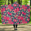 Pomegranate Floral Pattern Print Hooded Blanket-grizzshop