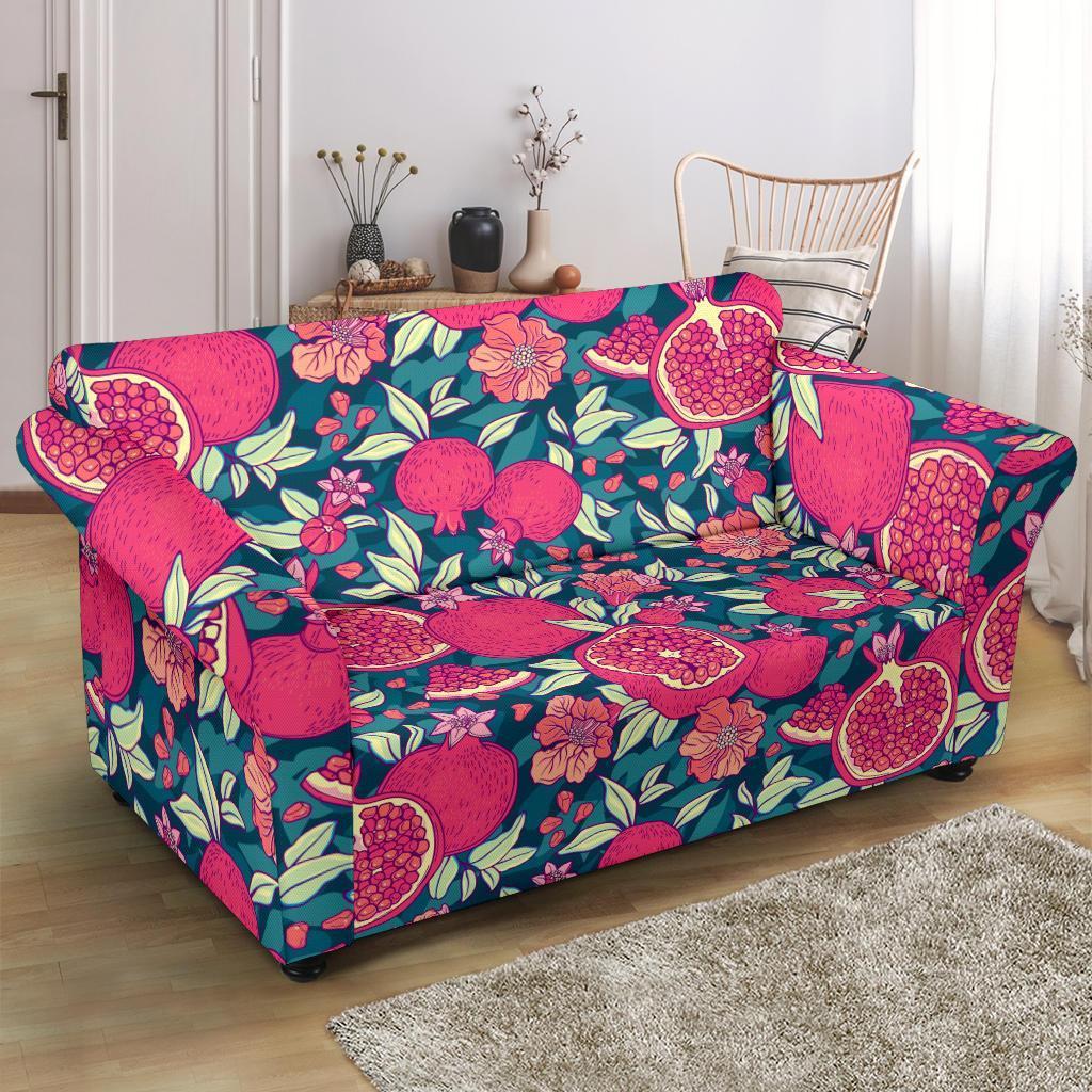 Pomegranate Floral Pattern Print Loveseat Cover-grizzshop