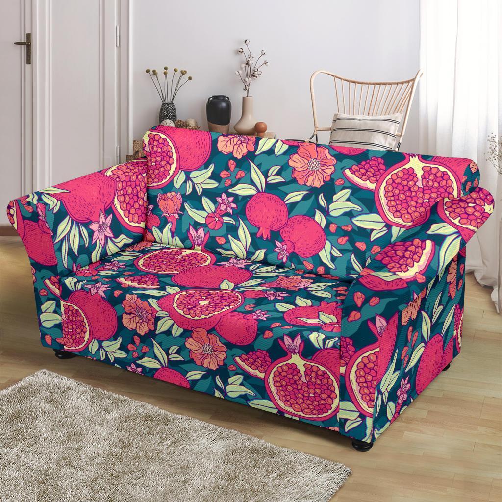 Pomegranate Floral Pattern Print Loveseat Cover-grizzshop