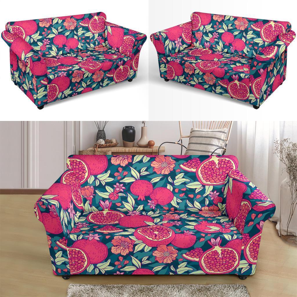 Pomegranate Floral Pattern Print Loveseat Cover-grizzshop