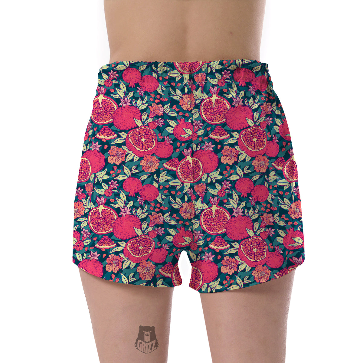 Pomegranate Floral Pattern Print Women's Shorts-grizzshop
