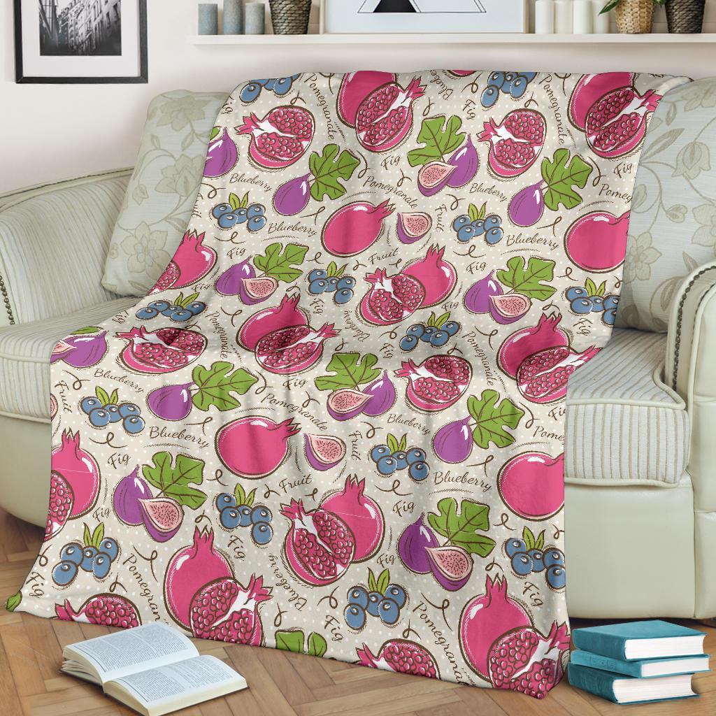 Pomegranate Fruit Pattern Print Blanket-grizzshop