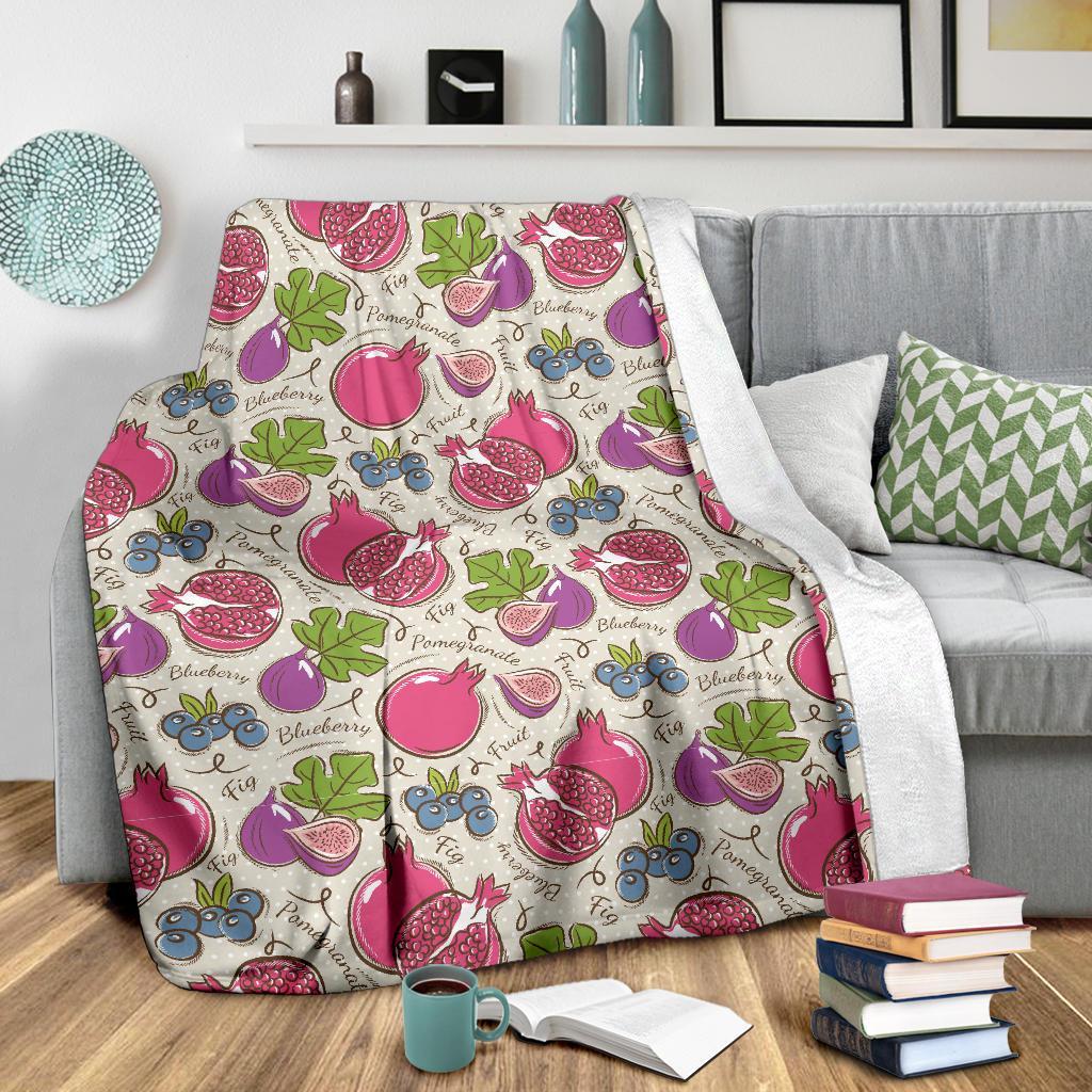 Pomegranate Fruit Pattern Print Blanket-grizzshop