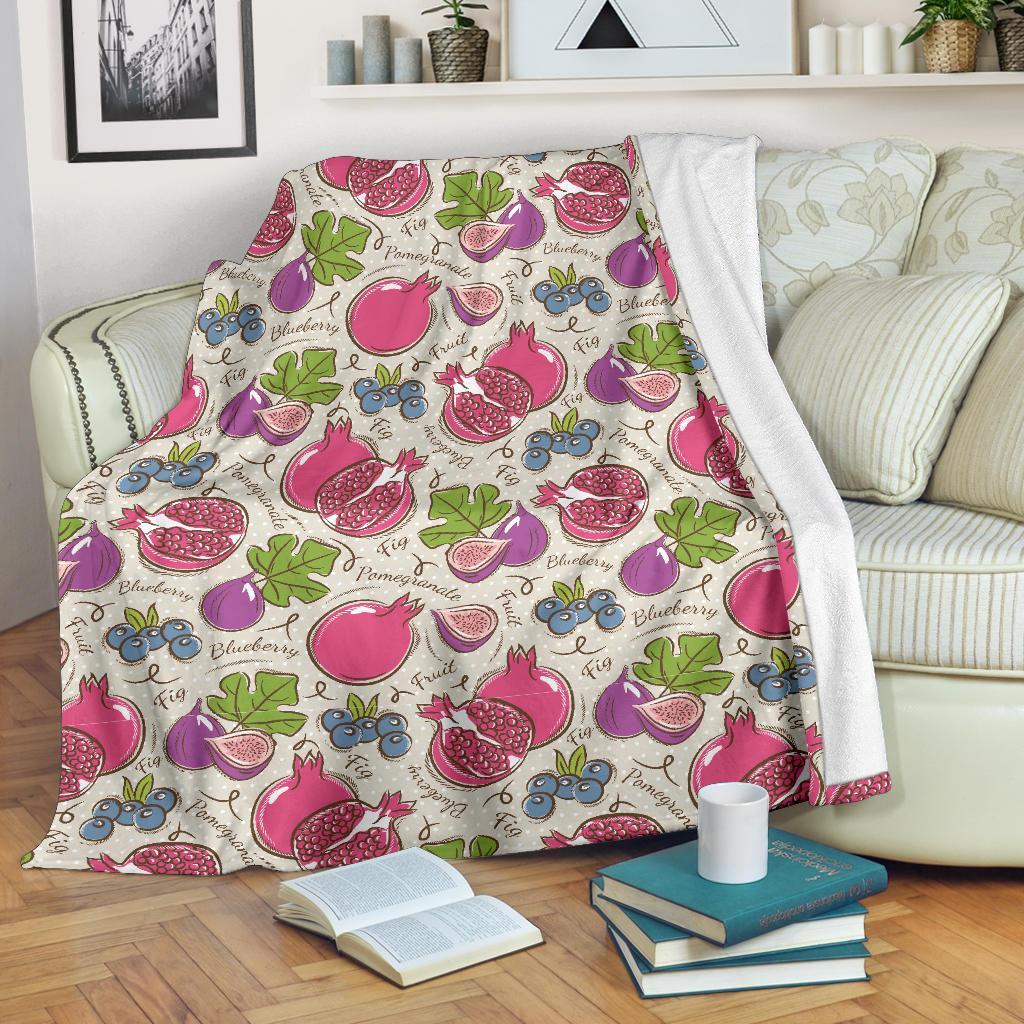 Pomegranate Fruit Pattern Print Blanket-grizzshop