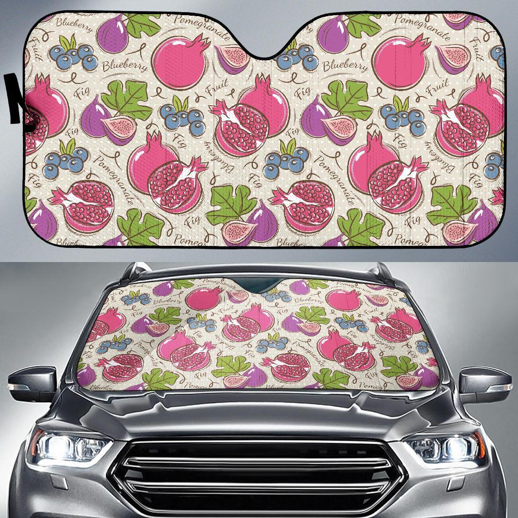 Pomegranate Fruit Pattern Print Car Sun Shade-grizzshop